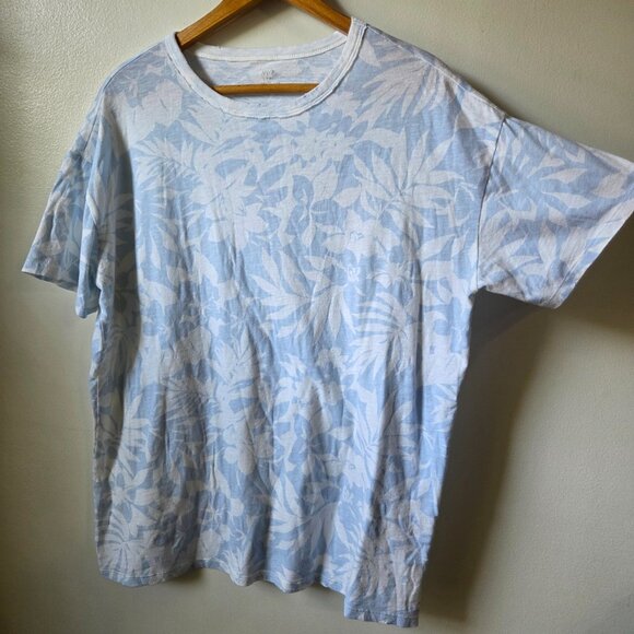 EUC AERIE WHITE / BLUE SUMMER TEE COTTON  OVERSIZED SIZE SMALL - Picture 1 of 11